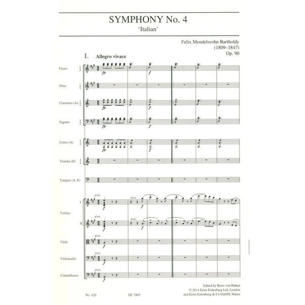 Edition Eulenburg Mendelssohn Sinfonie Nr. 4