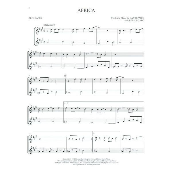 Hal Leonard Pop Classics For Two Alto Sax