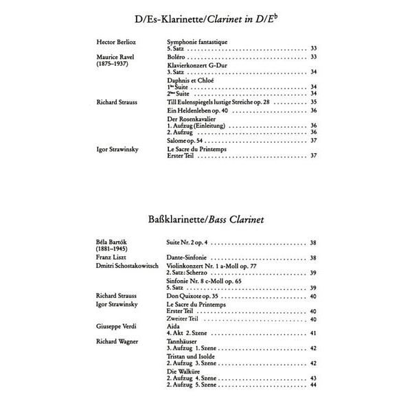 Edition Peters Orchester Probe Klarinette