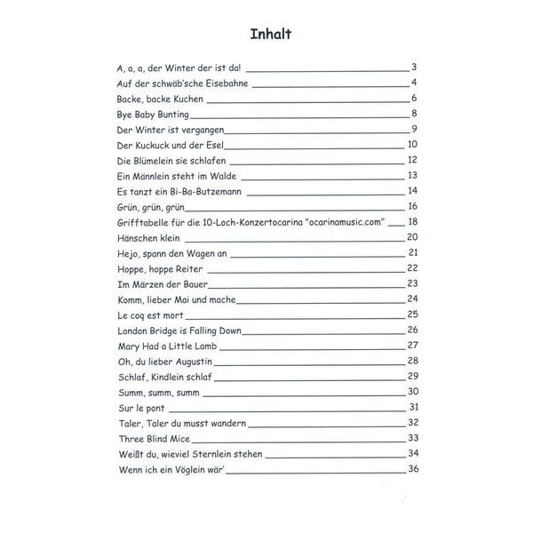 ocarinamusic Kinderlieder 10-Loch 1