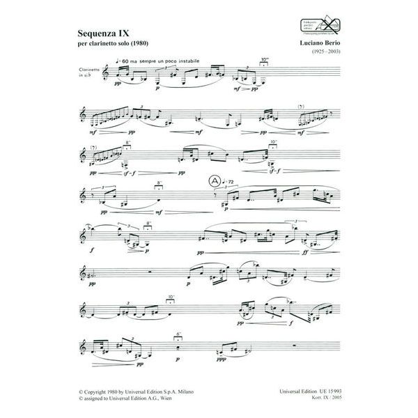 Universal Edition Berio Sequenza IX
