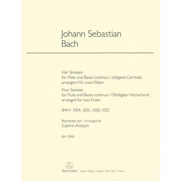 Brenreiter Bach 4 Sonaten für 2 Flöten