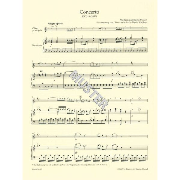 Brenreiter Mozart Concert for Oboe KV 314