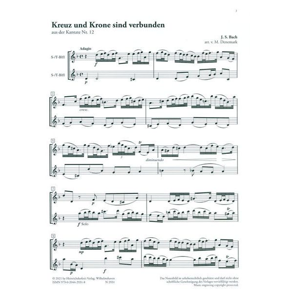 Heinrichshofen Verlag Bach Kreuz und Krone