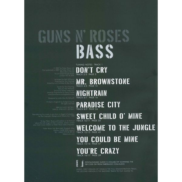 Faber Music Guns N Roses Bass Play-Along