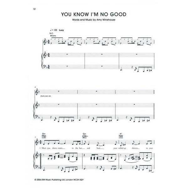 Hal Leonard Amy Winehouse Back to Black