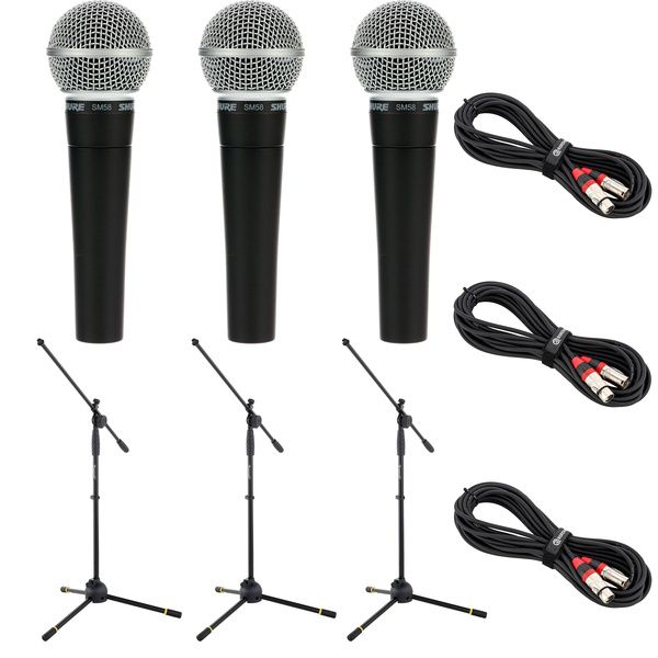 Shure SM 58 Triple stand+cable Set