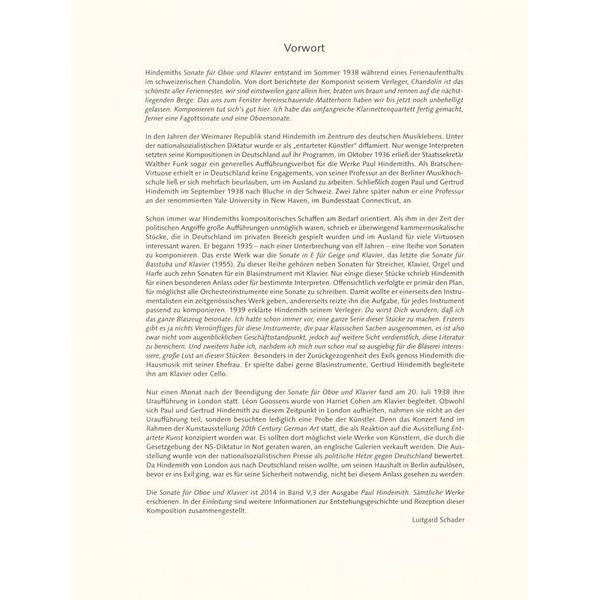 Schott Hindemith Sonate Oboe