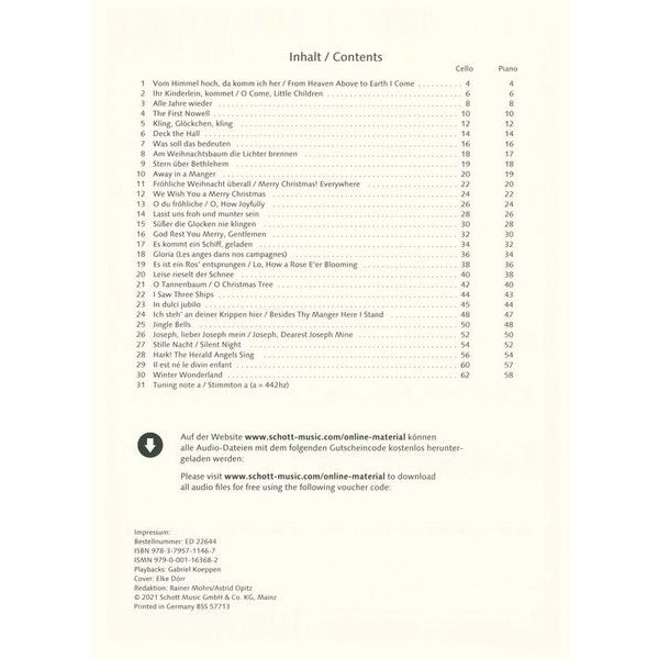 Schott Cello Christmas Book