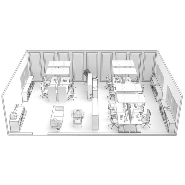 t.akustik Office Set Open Plan 12 WH