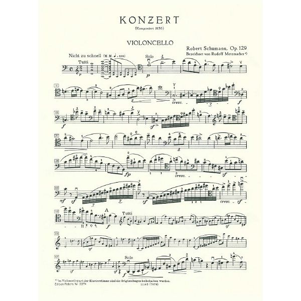 Edition Peters Schumann Cellokonzert a-moll