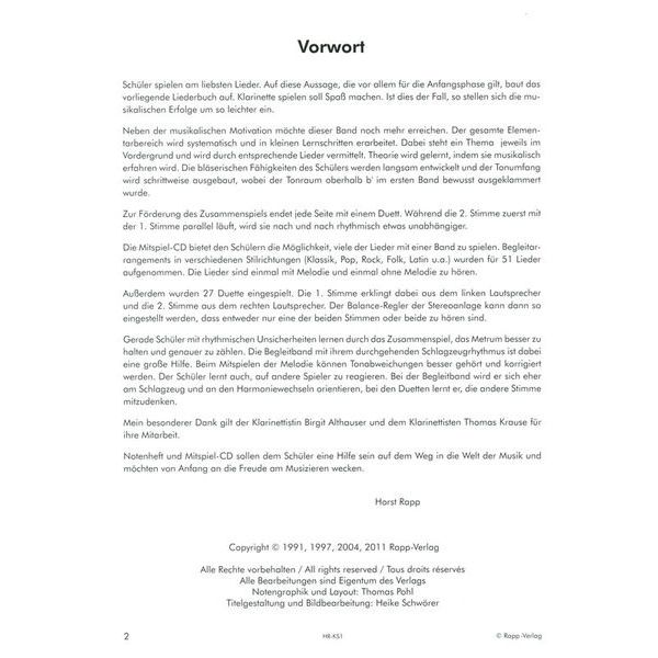 Horst Rapp Verlag Klarinette lernen mit Spa 1