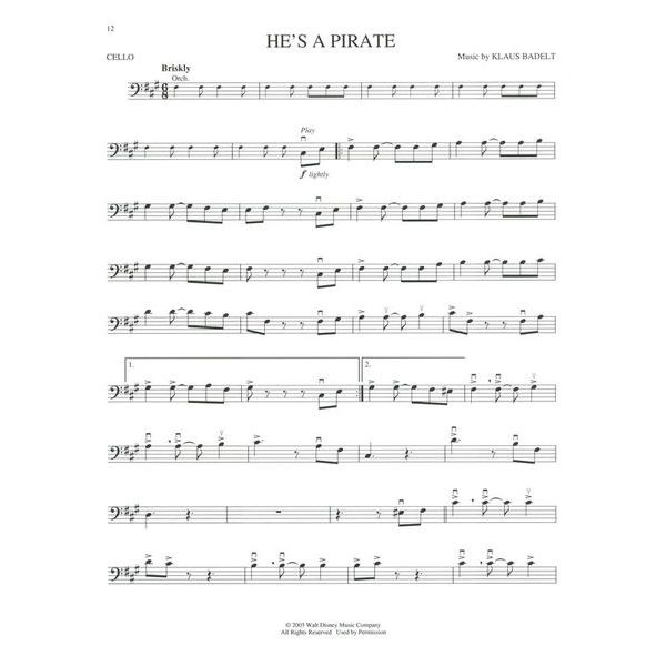 Hal Leonard Pirates Of The Caribbean Cello