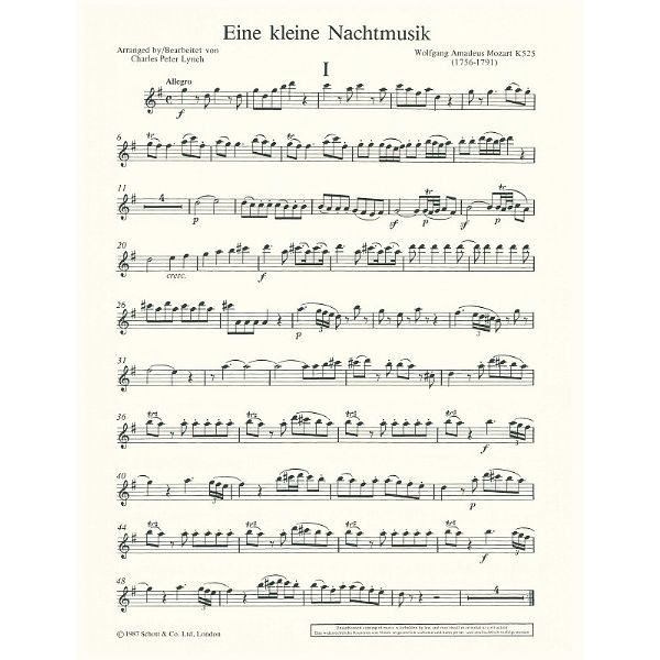 Schott Mozart Kleine Nachtmusik Flute