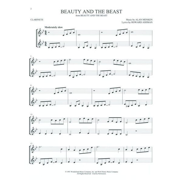 Hal Leonard Disney Songs For Two Clarinet