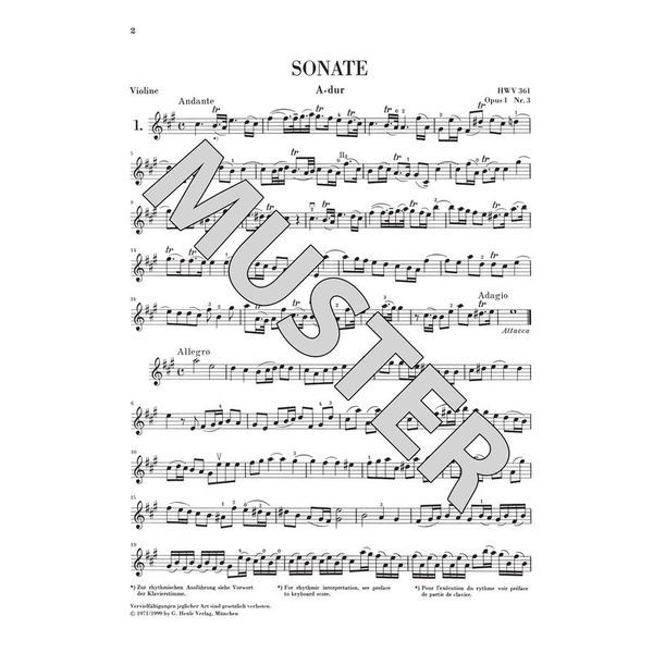 Henle Verlag Hndel Sieben Sonaten Violin