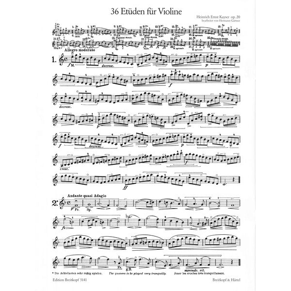 Breitkopf & Hrtel Kayser Etüden op. 20 Violin