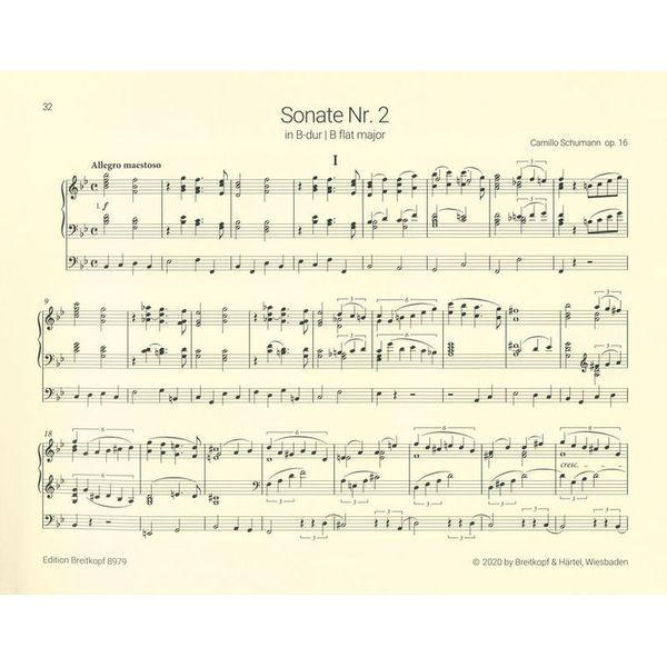 Breitkopf & Hrtel Camillo Schumann Orgelsonaten