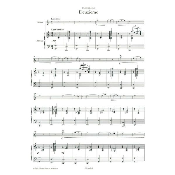 Edition Butorac Satie Trois Gymnopédies Violin