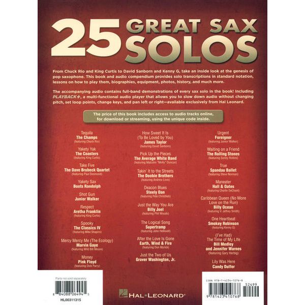Hal Leonard  25 Great Sax Solos