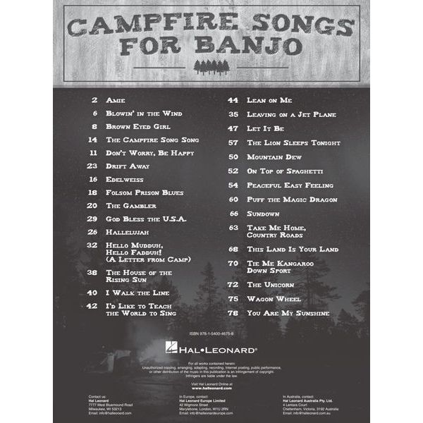 Hal Leonard Campfire Songs For Banjo