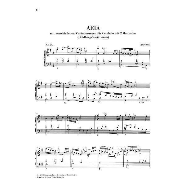 Henle Verlag Bach Goldberg-Variationen