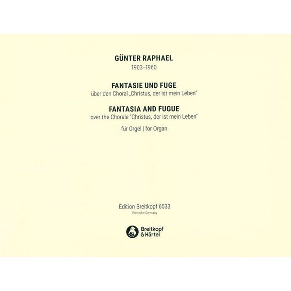 Breitkopf & Hrtel Raphael Fantasie und Fuge