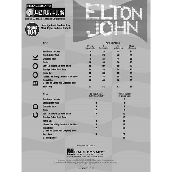 Hal Leonard Jazz Play-Along Elton John