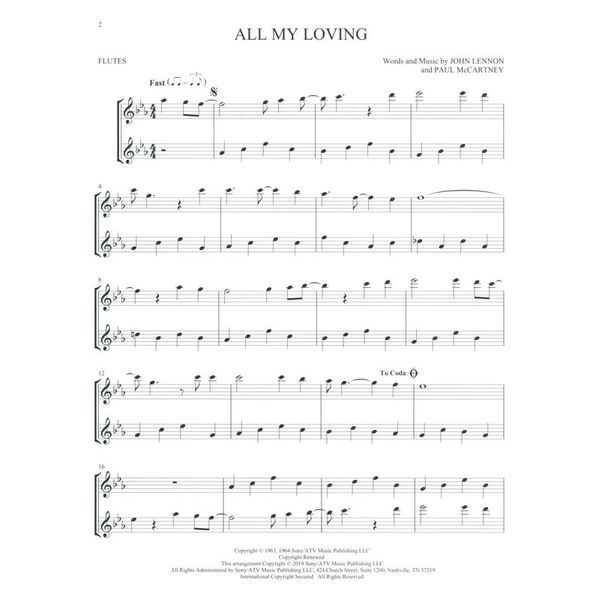 Hal Leonard The Beatles For Two Flutes