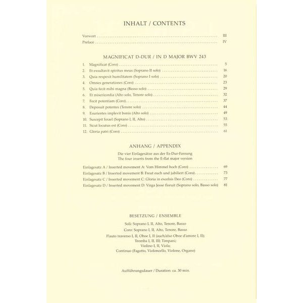 Brenreiter Bach Magnificat D-Dur