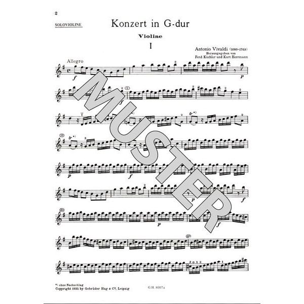 Edition Hug Vivaldi Concert G-Dur Violin