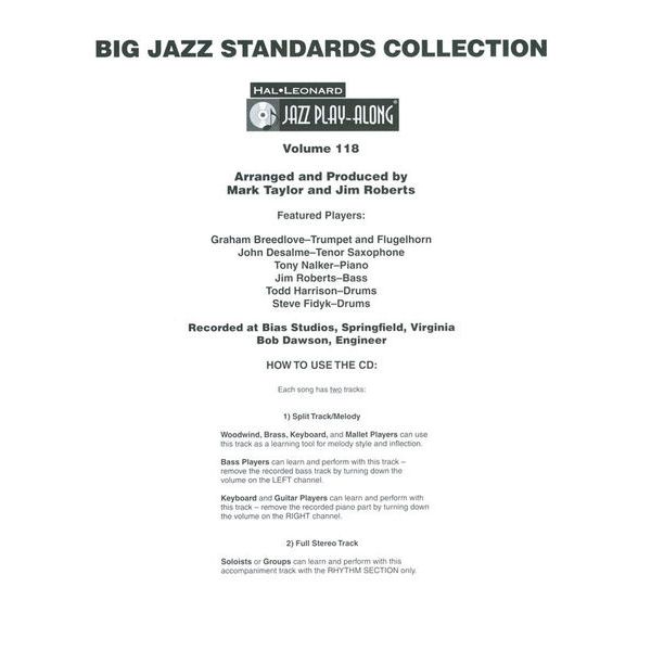 Hal Leonard Jazz Play-Along Jazz Standards