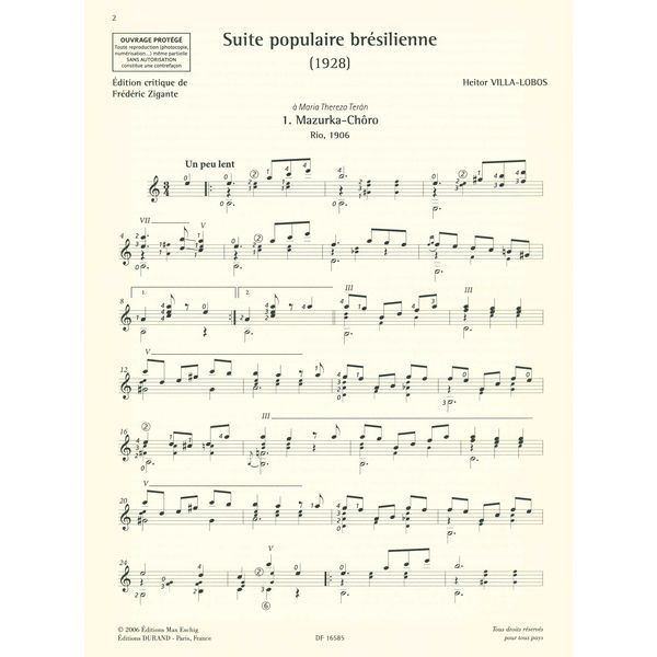 Editions Durand Villa-Lobos Suite Populaire