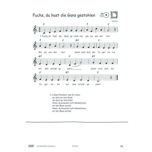 Hage Musikverlag Lillis Blockflöten Spielbuch