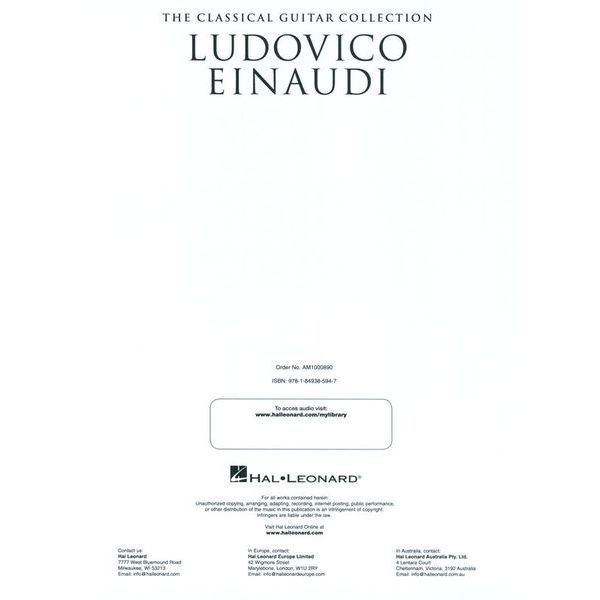 Wise Publications Einaudi The Guitar Collection