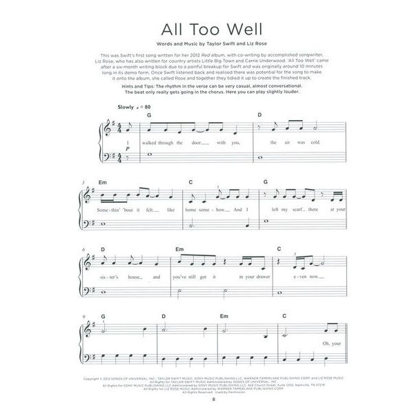 Hal Leonard Really Easy Piano Taylor Swift