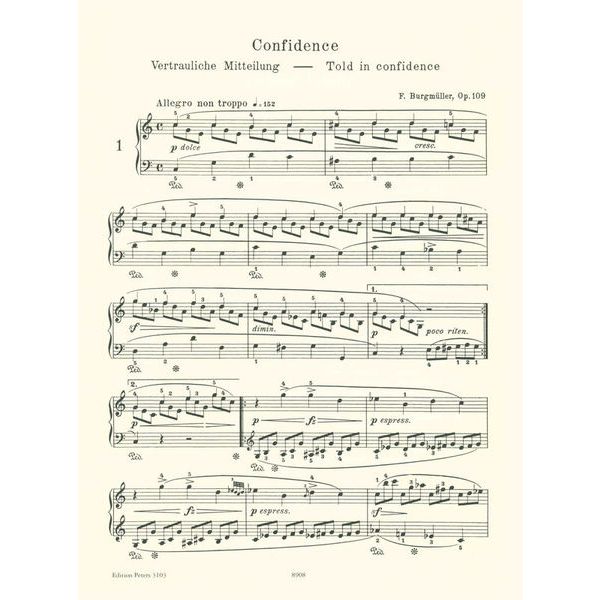 Edition Peters Burgmüller 18 Etüden op. 109
