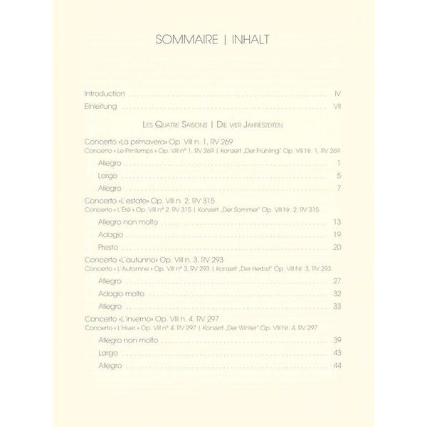 Ricordi Vivaldi Vier Jahreszeiten Pian