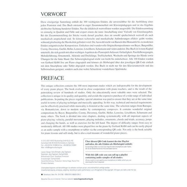 Hage Musikverlag 100 Etudes Piano