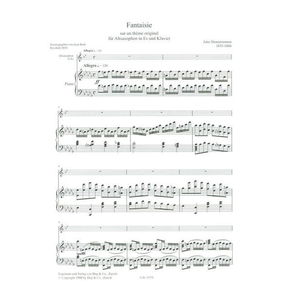 Edition Hug Demersseman Fantaisie A-Sax