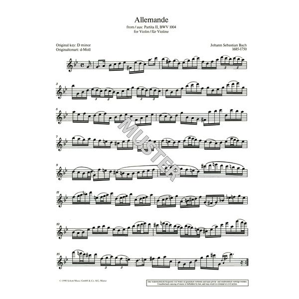 Schott Bach for Alt-Blockflöte