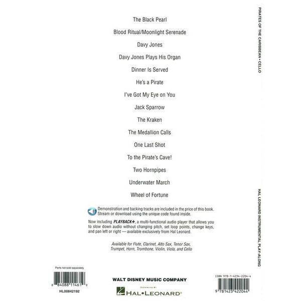 Hal Leonard Pirates Of The Caribbean Cello