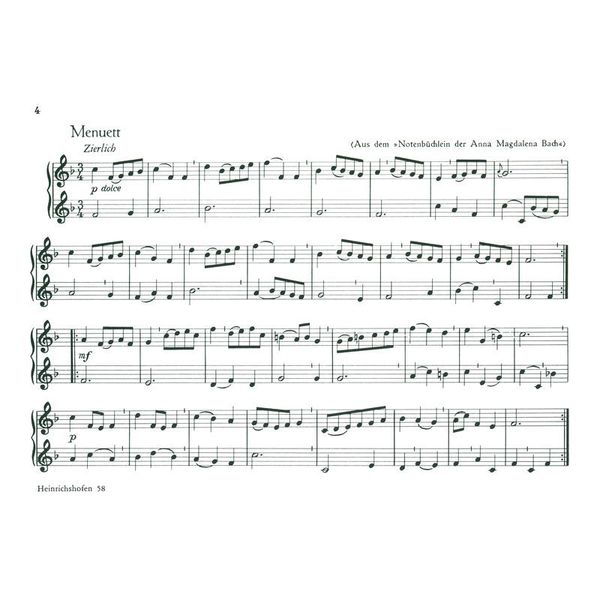 Heinrichshofen Verlag Bach 7 Stücke 2 Blockflöten