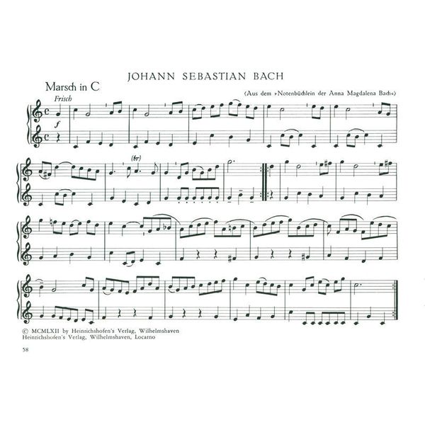 Heinrichshofen Verlag Bach 7 Stücke 2 Blockflöten