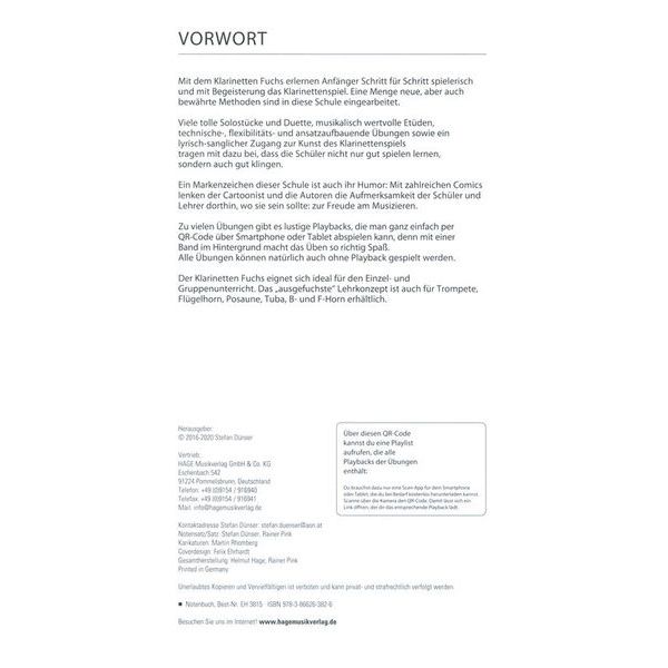 Hage Musikverlag Klarinetten Fuchs 1