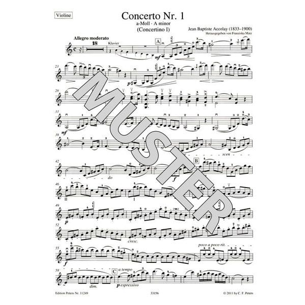 Edition Peters Accolay Concerto Nr.1 Violin