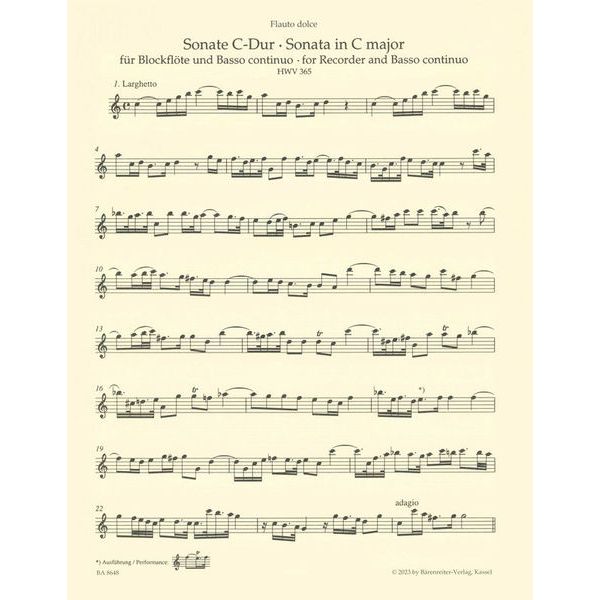 Brenreiter Hndel Flötensonate C-Dur