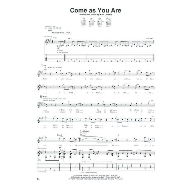 Hal Leonard Nirvana Nevermind Guitar