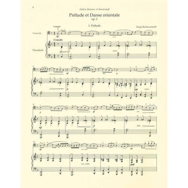 Brenreiter Rachmaninow Werke für Cello