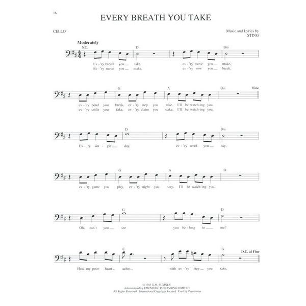 Hal Leonard Easy Pop Melodies Cello